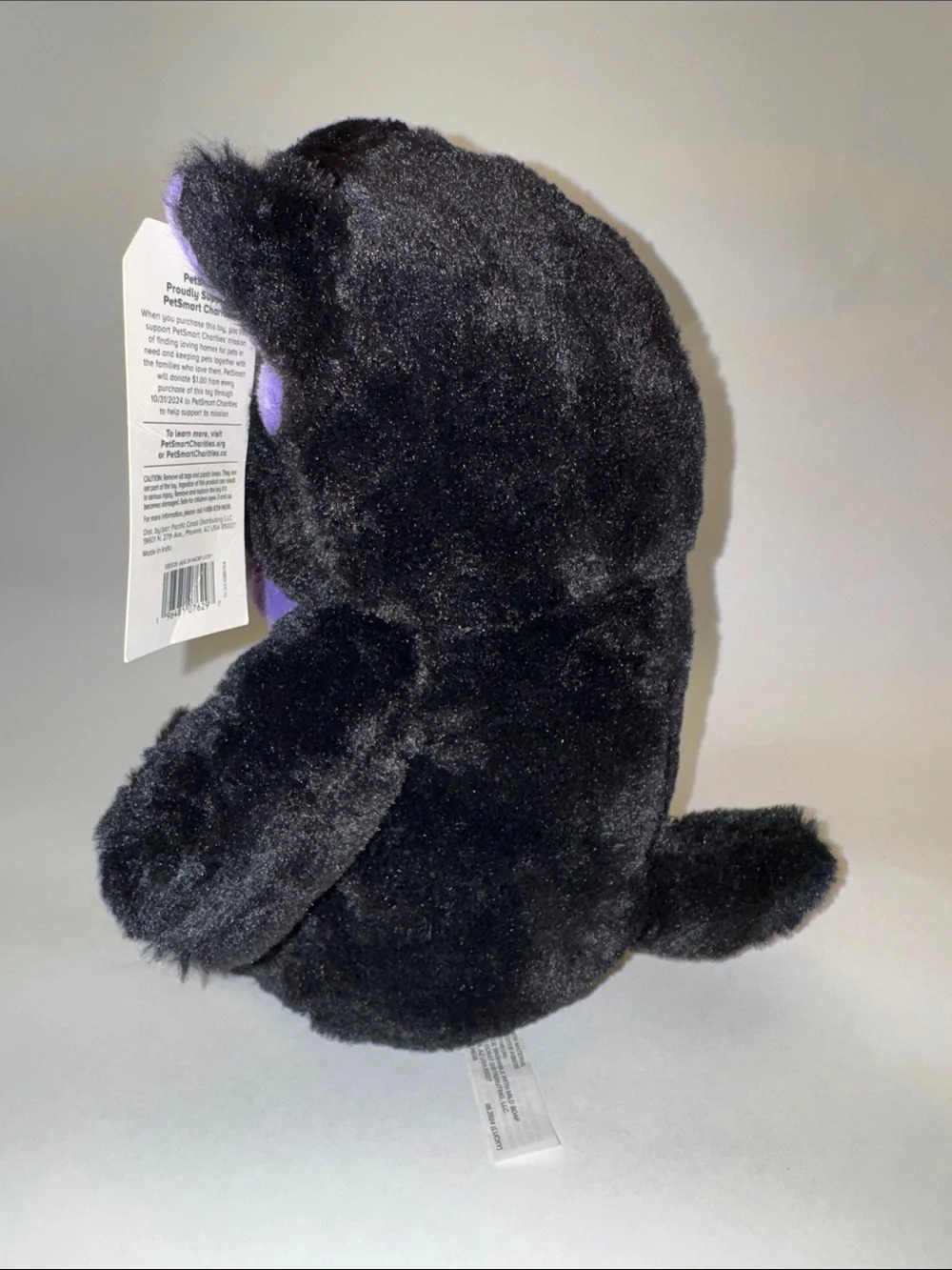 Petsmart Halloween Bear Black & Purple Plush Squeaker Dog Toy
